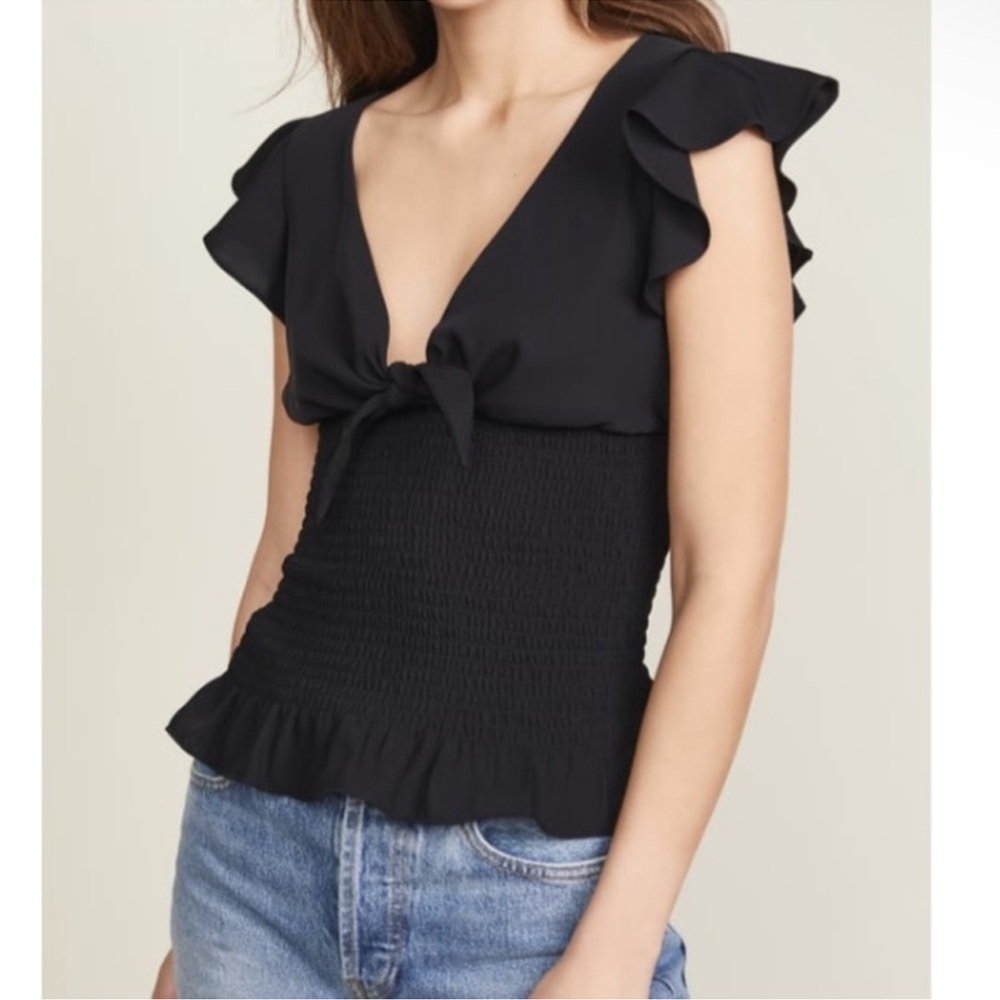 NWT Amanda Uprichard Ember Smocked Top Tie Cropped
